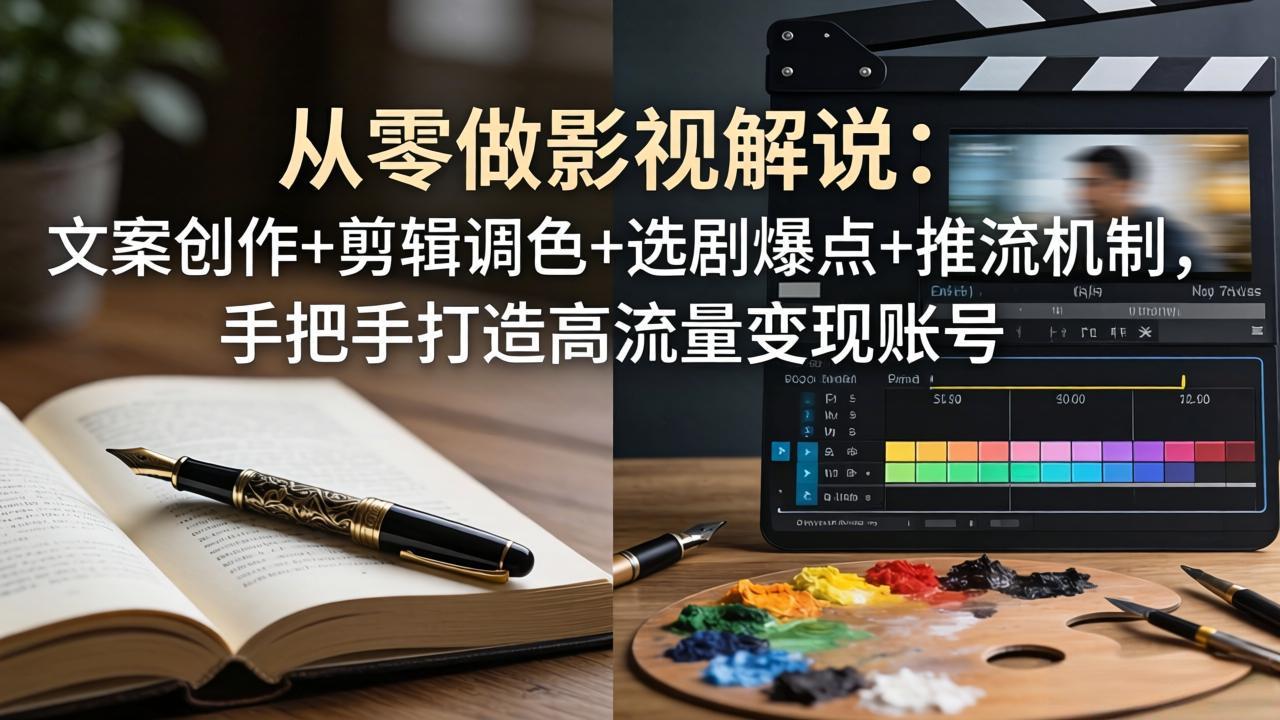 从零做影视解说：文案创作+剪辑调色+选剧爆点+推流机制，手把手打造高流量变现账号 - 项目资源网