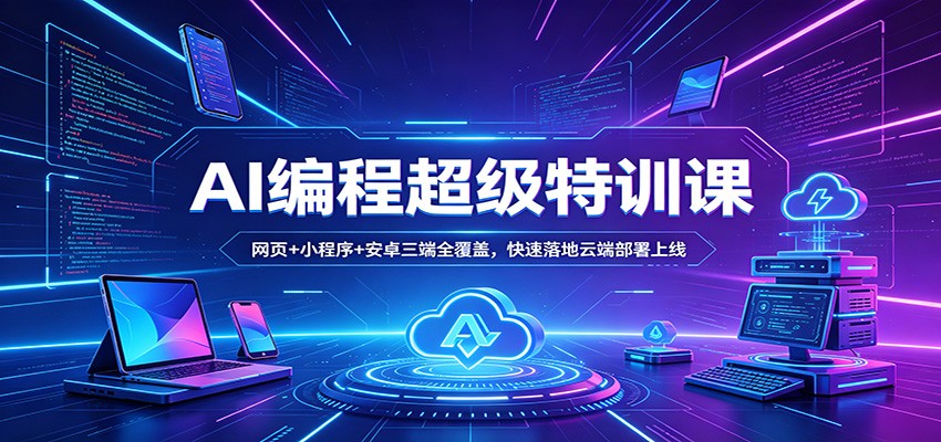 AI编程超级特训课：网页+小程序+安卓三端全覆盖，快速落地云端部署上线 - 项目资源网