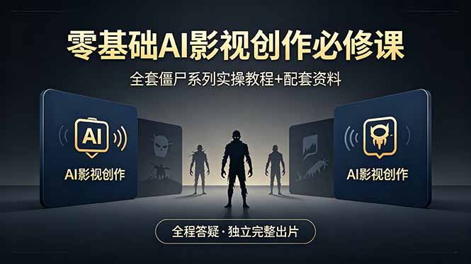零基础AI影视创作必修课，全套僵尸系列实操教程加配套资料，全程答疑带你独立完整出片 - 项目资源网
