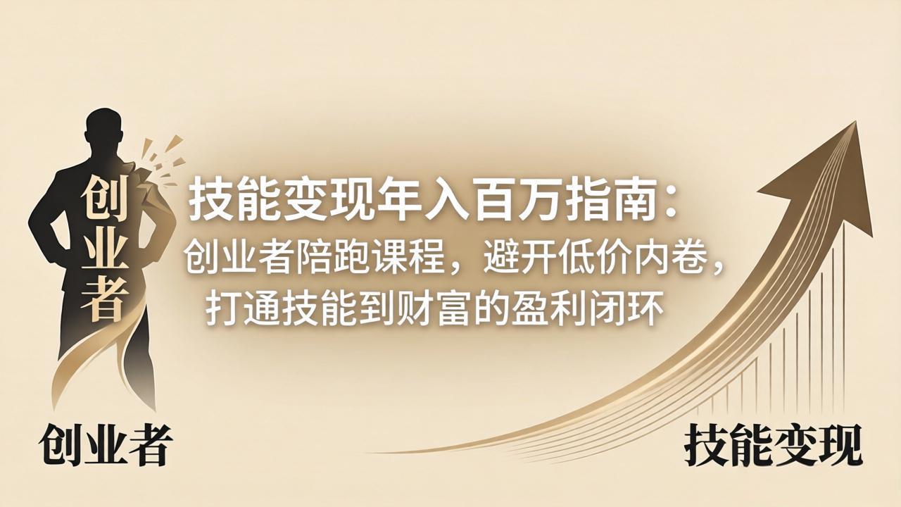 技能变现年入百万指南：创业者陪跑课程，避开低价内卷，打通技能到财富的盈利闭环 - 项目资源网