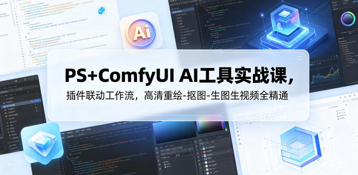 PS+ComfyUI AI工具实战课，插件联动工作流，高清重绘-抠图-生图生视频全精通 - 项目资源网