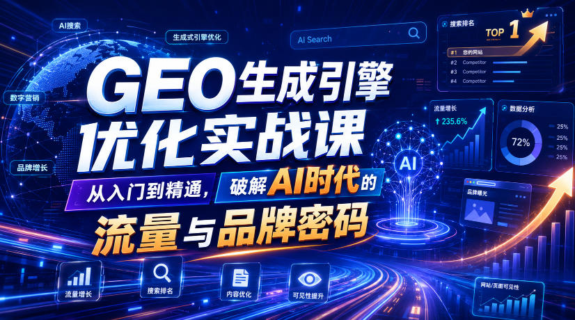 GEO生成引擎优化实战课，从入门到精通，破解AI时代的流量与品牌密码 - 项目资源网