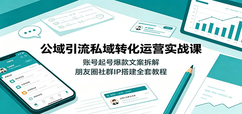 公域引流私域转化运营实战课：账号起号爆款文案拆解，朋友圈社群IP搭建全套教程 - 项目资源网