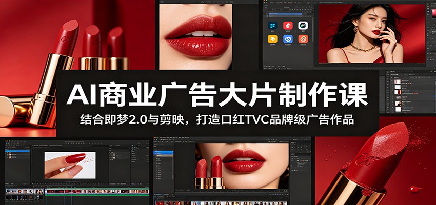 AI商业广告大片制作课:结合即梦2.0与剪映,打造口红TVC品牌级广告作品 - 项目资源网