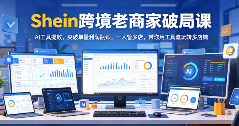 Shein跨境老商家破局课，AI工具提效，突破单量利润瓶颈，一人管多店，带你用工具流玩转多店铺 - 项目资源网