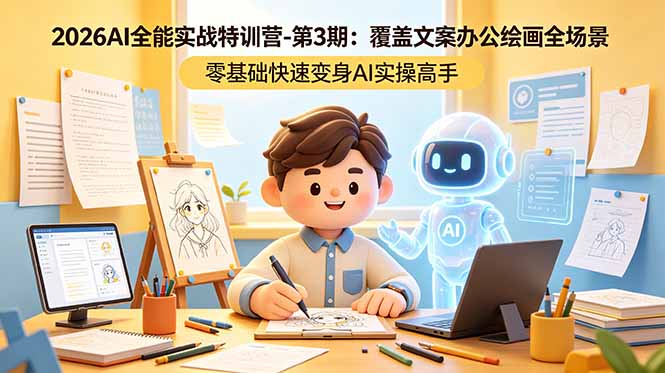 2026AI全能实战特训营-第3期：覆盖文案办公绘画全场景 零基础快速变身AI实操高手 - 项目资源网