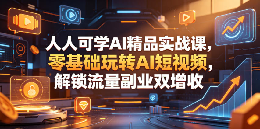 人人可学AI精品实战课，零基础玩转AI短视频，解锁流量副业双增收 - 项目资源网