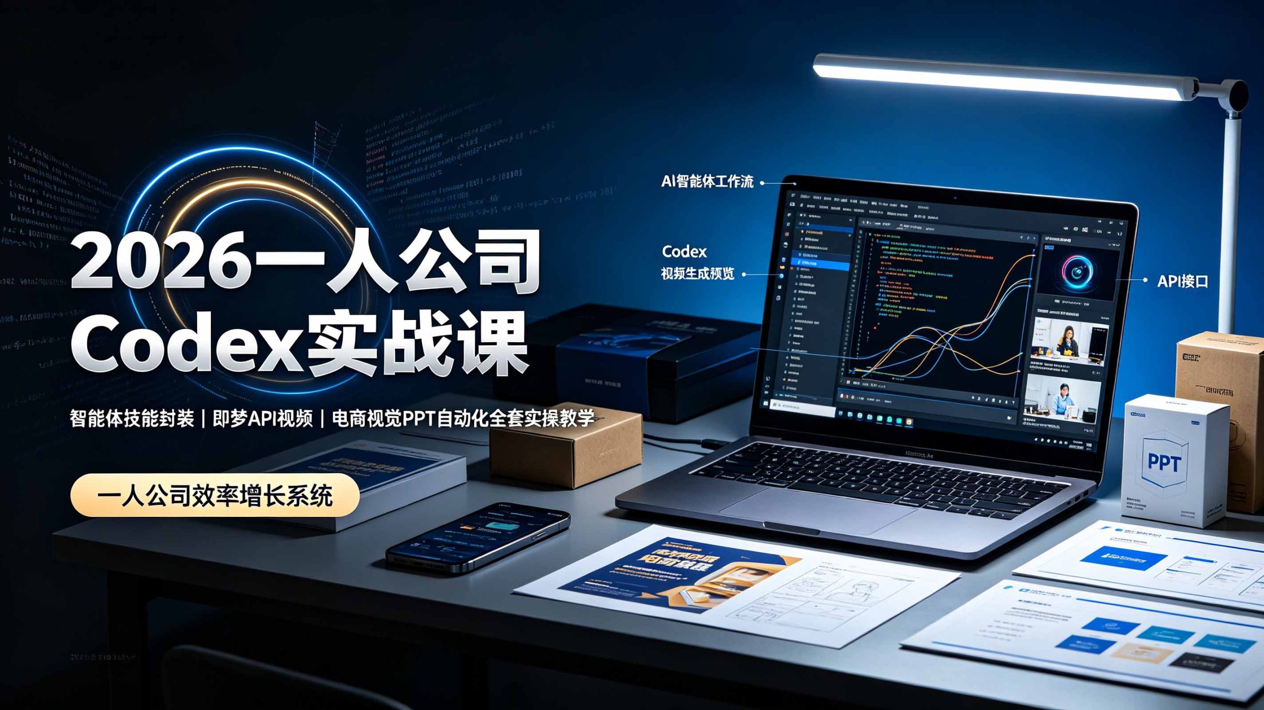 2026一人公司Codex实战课◆智能体技能封装|即梦API视频|电商视觉PPT自动化全套实操教学 - 项目资源网