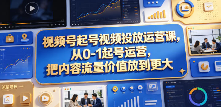 视频号起号视频投放运营课，从0-1起号运营，把内容流量价值放到更大 - 项目资源网
