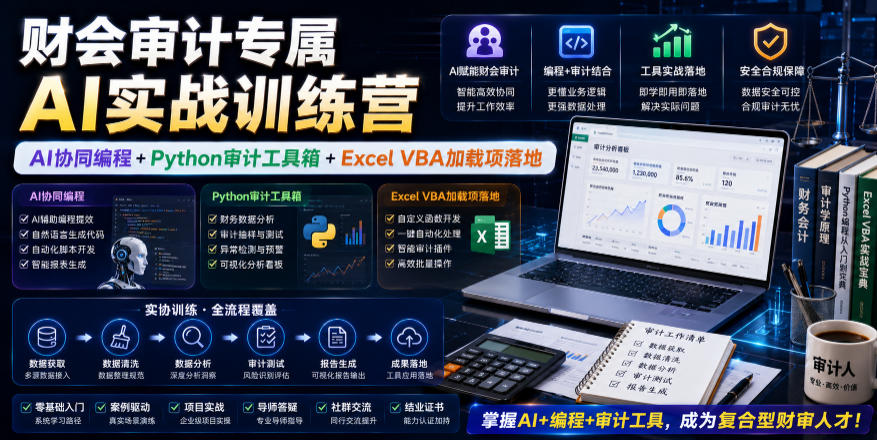 财会审计专属AI实战训练营｜AI协同编程+Python审计工具箱+Excel VBA加载项落地(更新0816) - 项目资源网