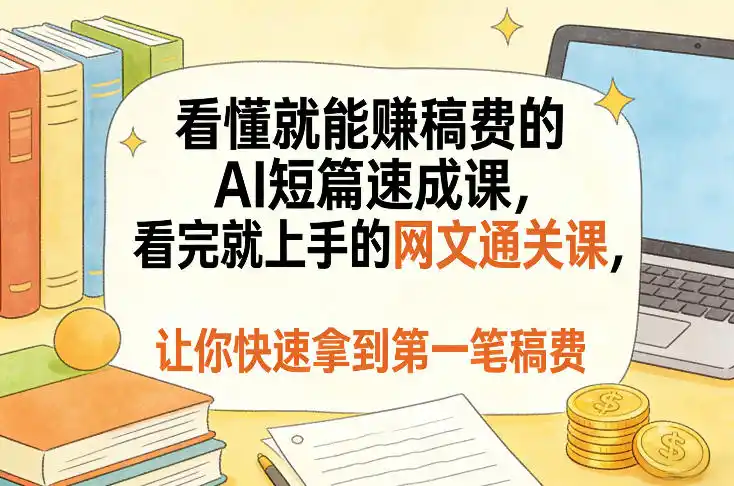 看懂就能賺稿费的AI短篇速成课，看完就上手的网文通关课，让你快速拿到第一笔稿费(更新8月) - 项目资源网