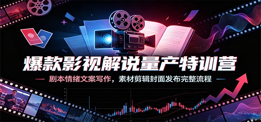 爆款影视解说量产特训营：剧本情绪文案写作，素材剪辑封面发布完整流程 - 项目资源网