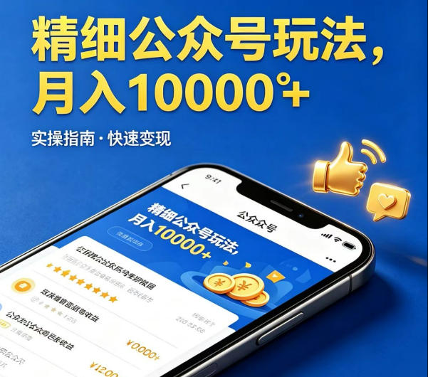 精细化公众号玩法，我们给你提供文章，你来负责发布，收益可观，月入1W+【揭秘】 - 项目资源网