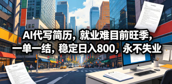 AI代写简历，就业难目前旺季，一单一结，稳定日入800，永不失业 - 项目资源网