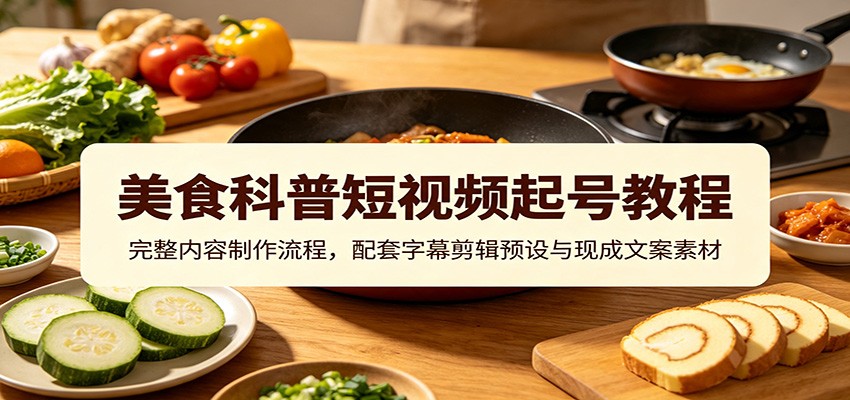 美食科普短视频起号教程：完整内容制作流程，配套字幕剪辑预设与现成文案素材 - 项目资源网