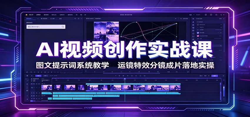 AI视频创作实战课：图文提示词系统教学，运镜特效分镜成片落地实操 - 项目资源网