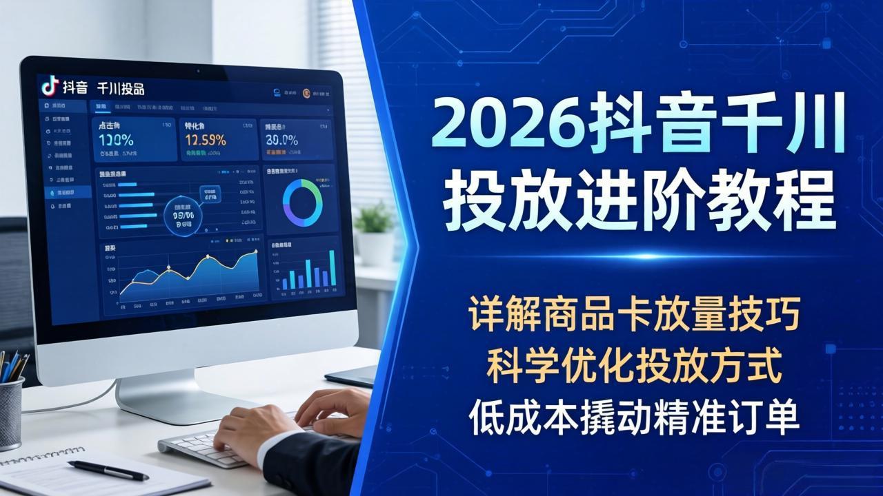 2026抖音千川投放进阶教程，详解商品卡放量技巧，科学优化投放方式，低成本撬动精准订单 - 项目资源网