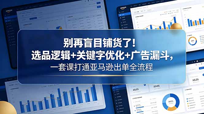 别再盲目铺货了！选品逻辑+关键字优化+广告漏斗，一套课打通亚马逊出单全流程 - 项目资源网