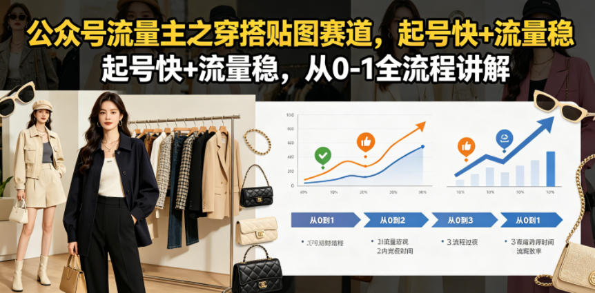 公众号流量主之穿搭贴图赛道，起号快+流量稳，从0-1全流程讲解 - 项目资源网