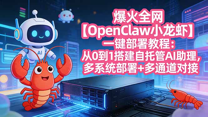 爆火全网【OpenClaw 小龙虾】一键部署教程：从0到1搭建自托管AI助理，多系统部署+多通道对接 - 项目资源网