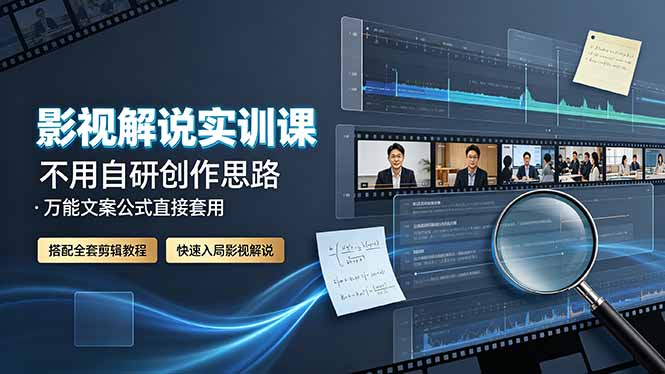 影视解说实训课：不用自研创作思路，万能文案公式直接套用，搭配全套剪辑教程，快速入局影视解说 - 项目资源网