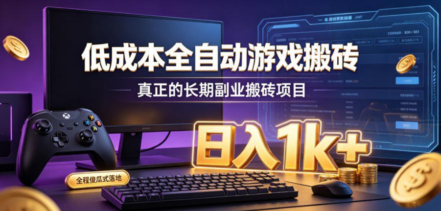 低成本全自动游戏搬砖,真正的长期副业搬砖项目,日入1k+,全程傻瓜式落地【揭秘】 低成本全自动游戏搬砖,真正的长期副业搬砖项目,日入1k+,全程傻瓜式落地【揭秘】