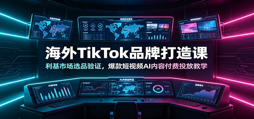海外TikTok品牌打造课：利基市场选品验证，爆款短视频AI内容付费投放教学 - 项目资源网