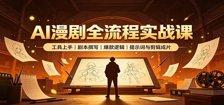 AI漫剧全流程实战课：工具上手、剧本撰写、爆款逻辑、提示词与剪辑成片 - 项目资源网