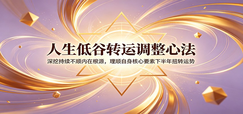 人生低谷转运调整心法：深挖持续不顺内在根源，理顺自身核心要素下半年扭转运势 - 项目资源网