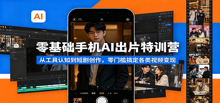 零基础手机AI出片特训营：从工具认知到短剧创作，零门槛搞定各类视频变现 - 项目资源网