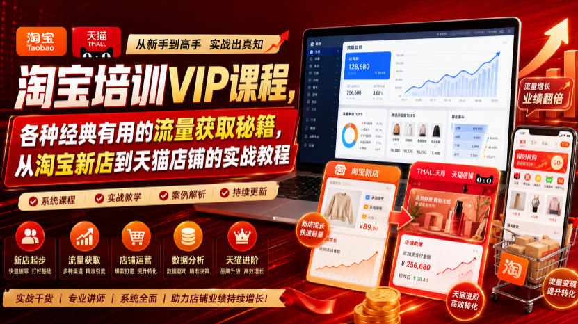 淘宝培训VIP课程，各种经典有用的流量获取秘籍，从淘宝新店到天猫店铺的实战教程(更新7月29日) - 项目资源网