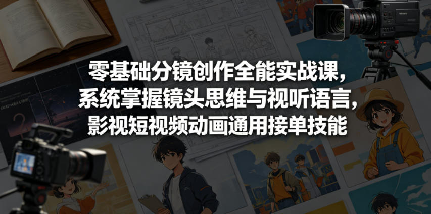 零基础分镜创作全能实战课，系统掌握镜头思维与视听语言，影视短视频动画通用接单技能 - 项目资源网