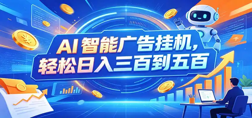 AI智能广告挂机，24小时自动跑，日入300-500，新手零门槛 - 项目资源网