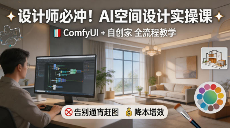 设计师必冲！AI空间设计实操课，ComfyUI+自创家全教学，告别通宵赶图，降本增效 - 项目资源网