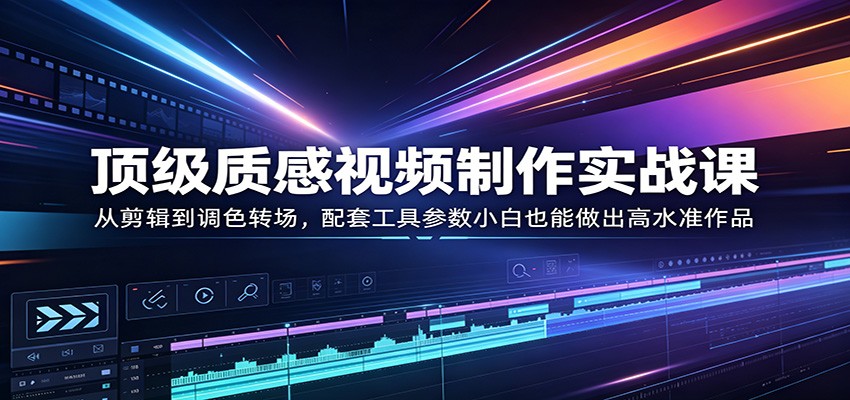 顶级质感视频制作实战课：从剪辑到调色转场，配套工具参数小白也能做出高水准作品 - 项目资源网