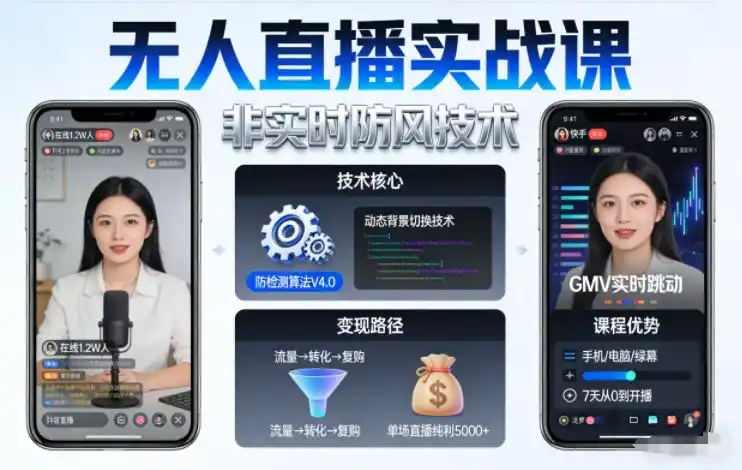 宝子哥无人直播实战课，非实时防风技术，聚焦抖音快手等平台直播带货，轻松开启直播变现之路(更新2026年08月06日) - 项目资源网