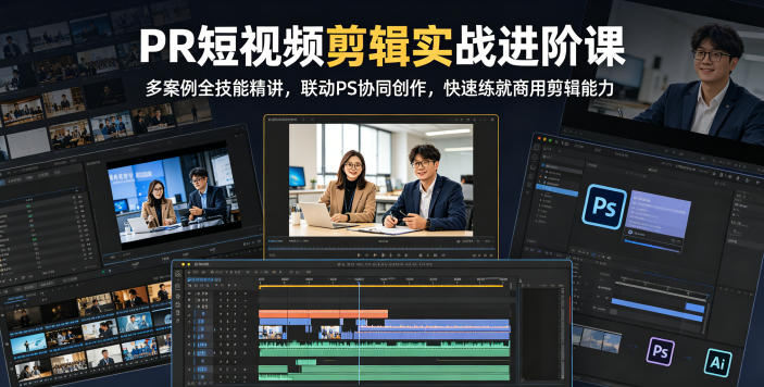 PR短视频剪辑实战进阶课，多案例全技能精讲，联动PS协同创作，快速练就商用剪辑能力 - 项目资源网