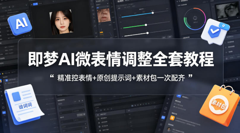 即梦AI微表情调整全套教程，精准控表情+原创提示词+素材包一次配齐 - 项目资源网