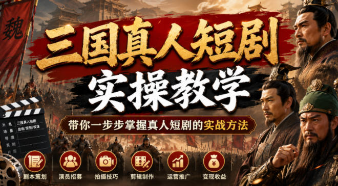 三国真人短剧实操教学，带你一步步掌握真人短剧的实战方法 - 项目资源网