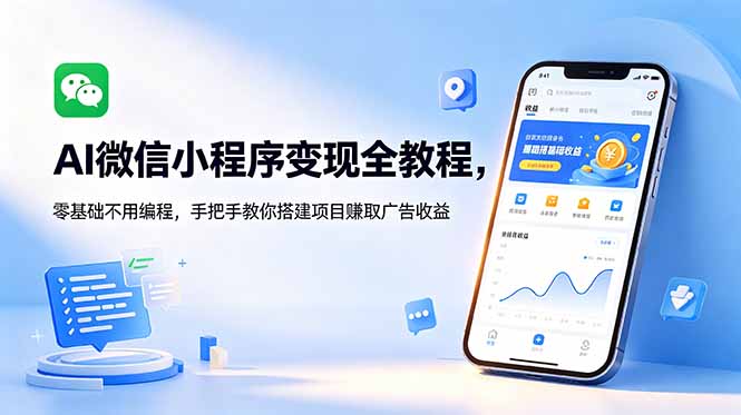 AI微信小程序变现全教程，零基础不用编程，手把手教你搭建项目赚取广告收益 - 项目资源网