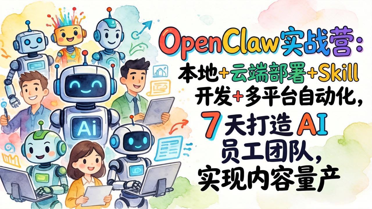 OpenClaw实战营：本地+云端部署+Skill开发+多平台自动化，7 天打造 AI 员工团队，实现内容量产 - 项目资源网