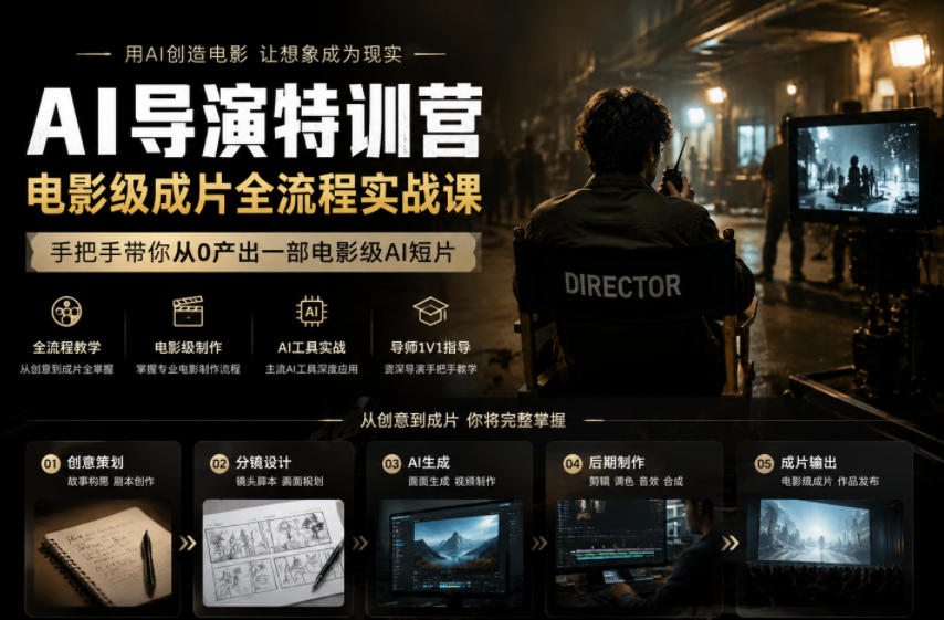 AI导演特训营，电影级成片全流程实战课，手把手带你从0产出一部电影级AI短片 - 项目资源网