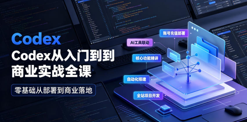 Codex从入门到商业实战全课｜账号充值部署、AI工具联动、核心功能精讲、自动化搭建、全站项目开发零基础教程 - 项目资源网