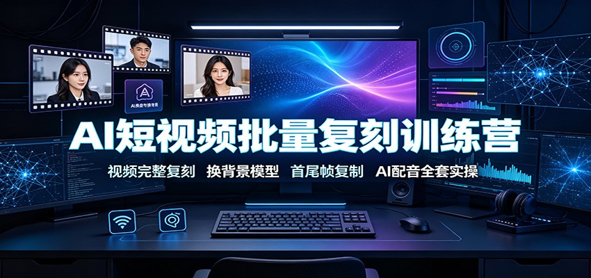 AI短视频批量复刻训练营：视频完整复刻，换背景模型、首尾帧复制、AI配音全套实操 - 项目资源网