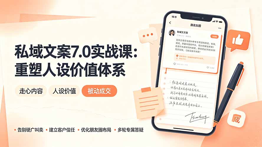私域文案实战课7.0：重塑人设价值体系｜-告别硬广推销×走心内容×自我价值塑造，实现被动成交 - 项目资源网