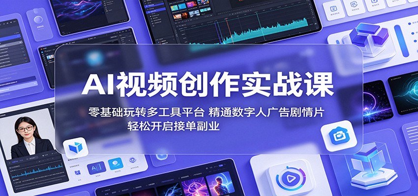 AI视频创作实战课：零基础玩转多工具平台，精通数字人广告、剧情片，轻松开启接单副业 - 项目资源网