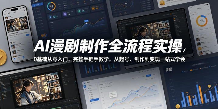 AI漫剧制作全流程实操，0基础从零入门，完整手把手教学，从起号、制作到变现一站式学会(更新) - 项目资源网