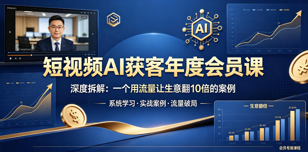 短视频AI获客年度会员课，深度拆解，一个用流量让生意翻10倍的案例 - 项目资源网