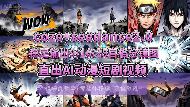[COZE搭建教学]COZE+即梦Seedance 2.0稳定输出9-16-25宫格分镜图直出AI漫剧视频 - 项目资源网