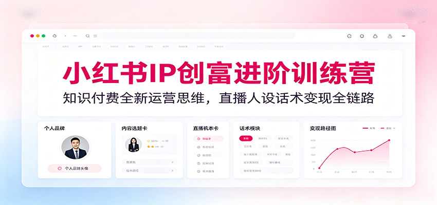 小红书IP创富进阶训练营：知识付费全新运营思维，直播人设话术变现全链路 - 项目资源网